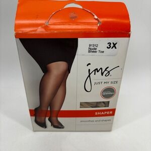 JMS Just My Size 91312 Nude Sheer Toe Shaper Pantyhose 3X Plus Size NIB